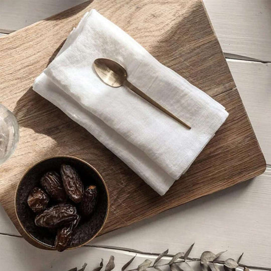 Set of 4 Large Traditional 100% Pure Linen Napkins - White, Beige, Blue, Grey & Brown