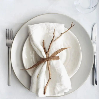 Set of 4 Large Traditional 100% Pure Linen Napkins - White, Beige, Blue, Grey & Brown