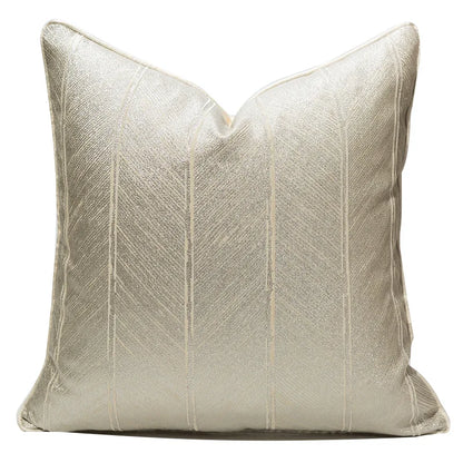 Modern Luxury Abstract Cotton Cushion Cover - White, Gold & Brown