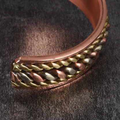 Vinterly Pure Copper Magnetic Bracelet – Adjustable Braided Cuff Bangle 12mm, Health Energy Jewelry for Men & Women