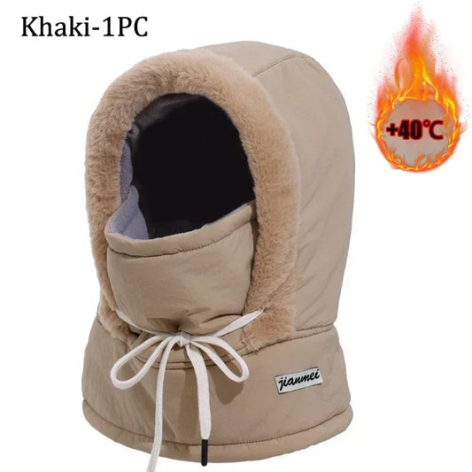 Thermal Balaclava Hood – Windproof Plush Ski Mask & Neck Warmer for Outdoor Winter Sports