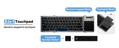 2 in 1 Touchpad Bluetooth Foldable Keyboard