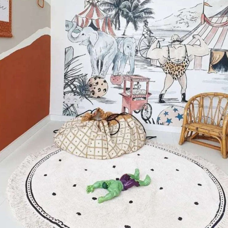 Soft White Playmat For Children's Room with Dot & Tassel Detail - 3 Colours
