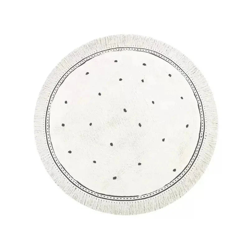 Soft White Playmat For Children's Room with Dot & Tassel Detail - 3 Colours