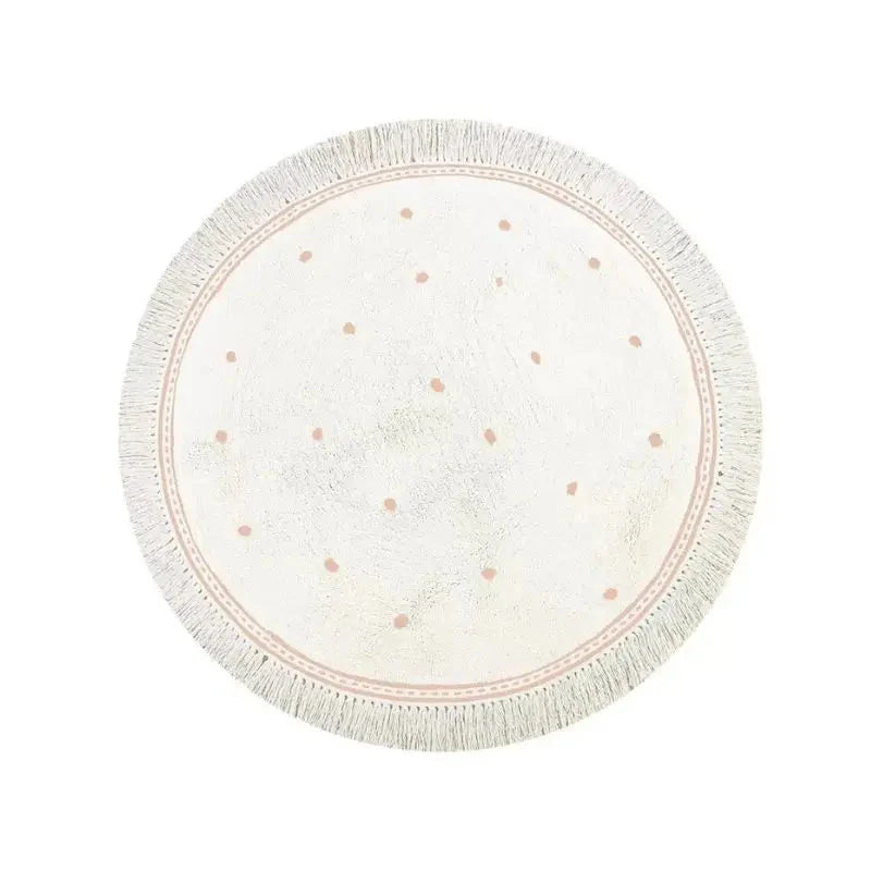 Soft White Playmat For Children's Room with Dot & Tassel Detail - 3 Colours