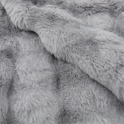 Super Soft Fluffy Luxury Rabbit Faux Fur Wave Cushion Cover - Ivory, Beige & Grey