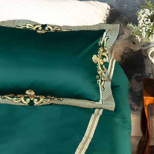Vienna Green Duvet Cover Set (Long-staple Sateen Cotton)