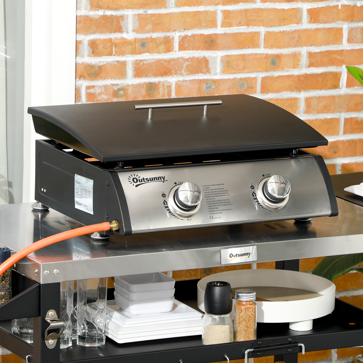 10kW Portable Gas BBQ Grill - Dual Burner, Compact & Easy Clean