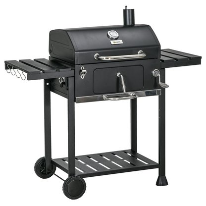 Ultimate Charcoal BBQ Smoker Trolley with Wheels & Shelves