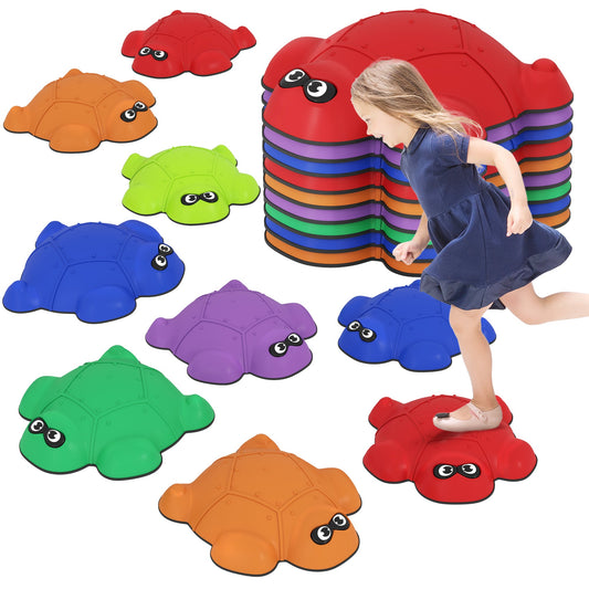 AIYAPLAY 9 PCS Colorful Turtle-Shaped Stepping Stones for Kids' Balance Fun