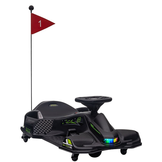 12V Electric Go-Kart: Music & LED Fun for Kids Aged 8-12