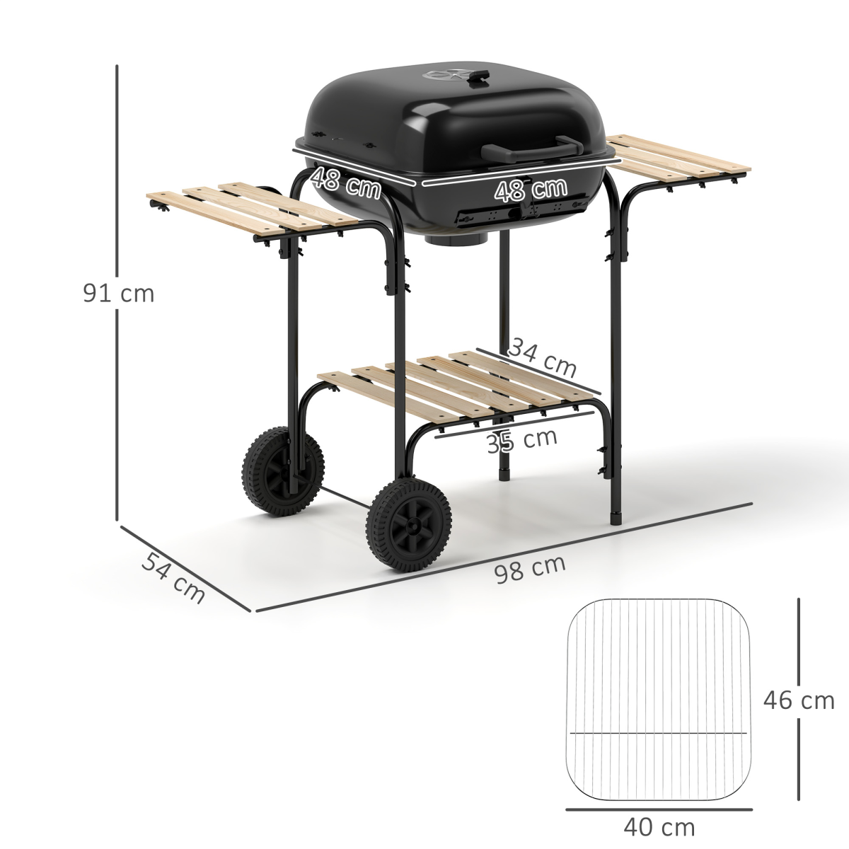Portable Charcoal BBQ Grill with Lockable Lid & Adjustable Vent