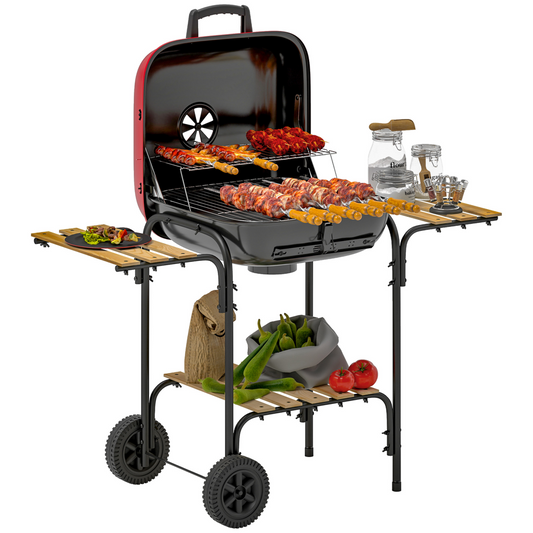 Portable Charcoal BBQ Grill with Lockable Lid & Adjustable Vent