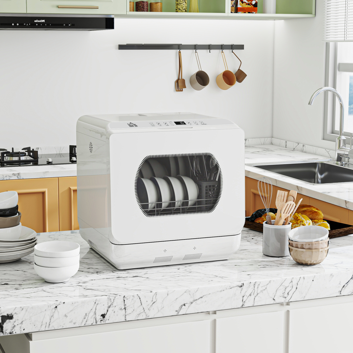 Compact 4-Place Dishwasher: 6 Programs for Effortless Cleaning