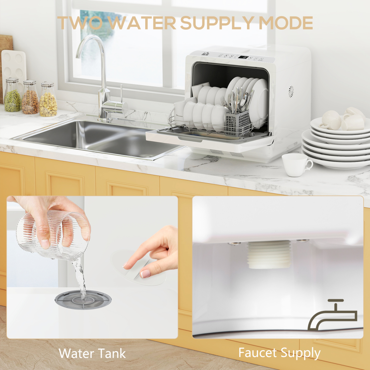 Compact 4-Place Dishwasher: 6 Programs for Effortless Cleaning