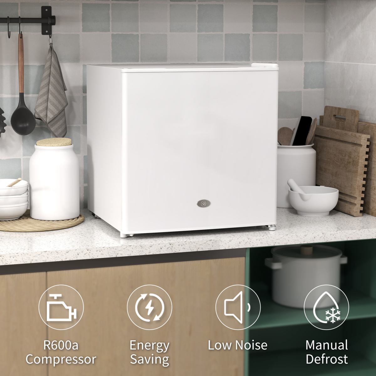 35L Compact Tabletop Freezer - Space-Saving Black Design with Keys