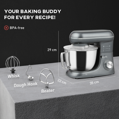 Electric Stand Mixer, 4.5L Food Mixer with Dough Hook, Whisk, Beige