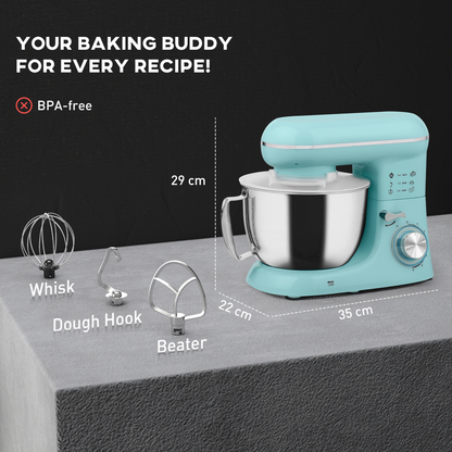Electric Stand Mixer, 4.5L Food Mixer with Dough Hook, Whisk, Beige