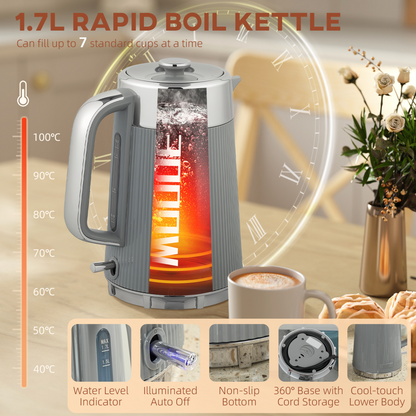 Rapid Boil Kettle & 4-Slice Toaster Set - Stylish Breakfast Essentials!