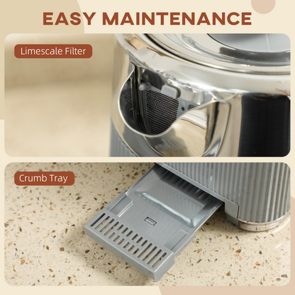 Rapid Boil Kettle & 4-Slice Toaster Set - Stylish Breakfast Essentials!