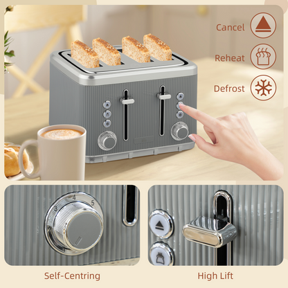 Rapid Boil Kettle & 4-Slice Toaster Set - Stylish Breakfast Essentials!
