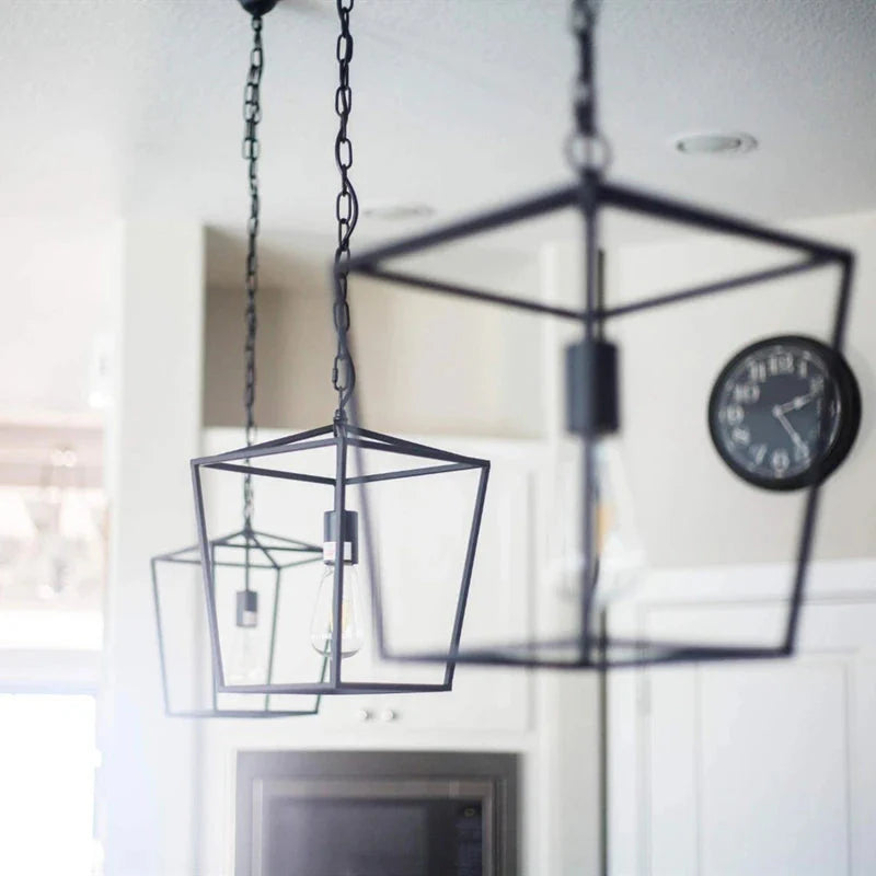 Vintage Metal Industrial Hanging Pendant Light - Black & Gold