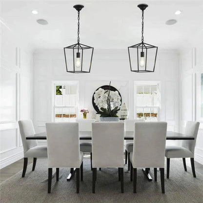 Vintage Metal Industrial Hanging Pendant Light - Black & Gold
