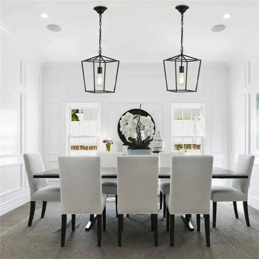 Vintage Metal Industrial Hanging Pendant Light - Black & Gold