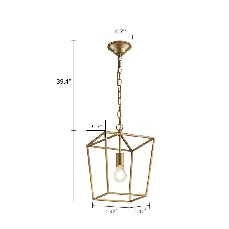 Vintage Metal Industrial Hanging Pendant Light - Black & Gold