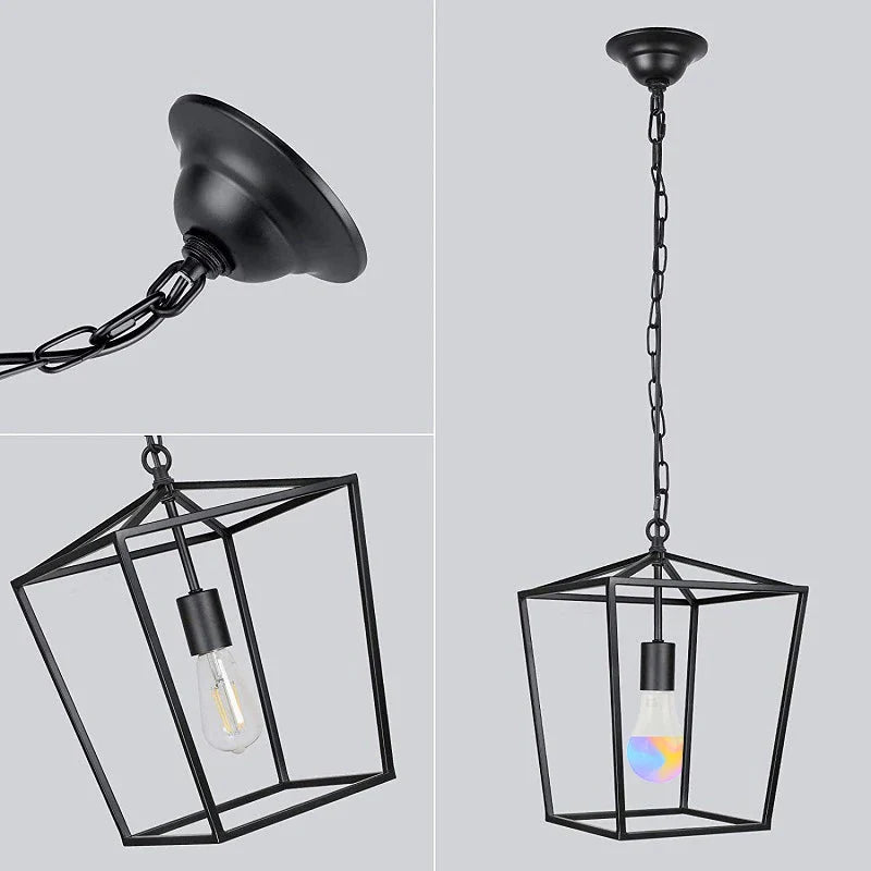 Vintage Metal Industrial Hanging Pendant Light - Black & Gold