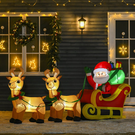 8ft Christmas Inflatable Santa Claus on Sleigh