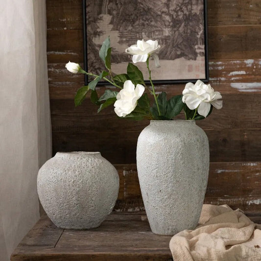 White Luxury Ceramic Decorative Textured Flower Vase - 3 Sizes