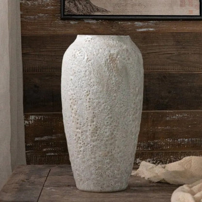 White Luxury Ceramic Decorative Textured Flower Vase - 3 Sizes