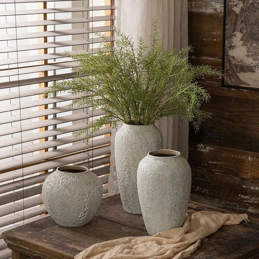White Luxury Ceramic Decorative Textured Flower Vase - 3 Sizes