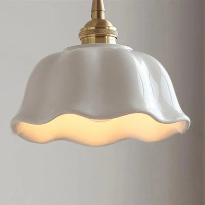 White Nordic Minimalist Scalloped LED Ceramic Ceiling Pendant Light