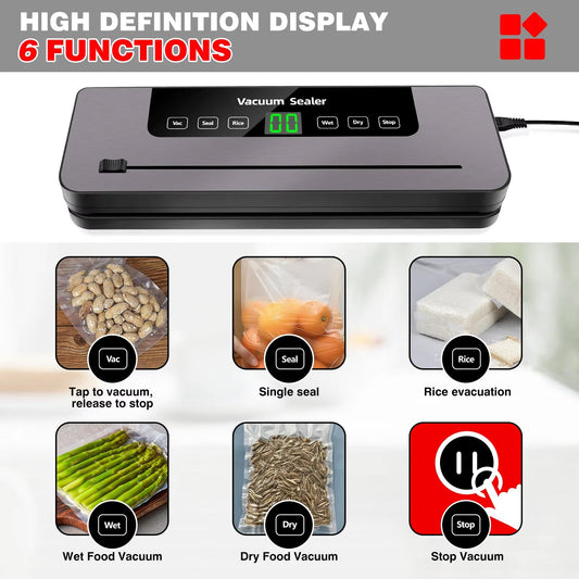 5-In-1 Multi-Functional Food Vacuum Sealer with 10 Sealer Bags