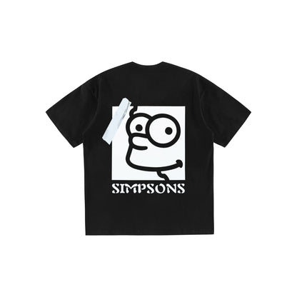The Simpsons© - Fun Tape Symbols -  3D Letter Print Cartoon - Loose-Fit   Short-Sleeve T-Shirt