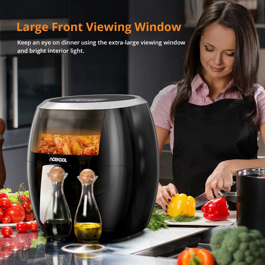 8QT Airfryer Oven with Viewing Window Oilless Cooker Black