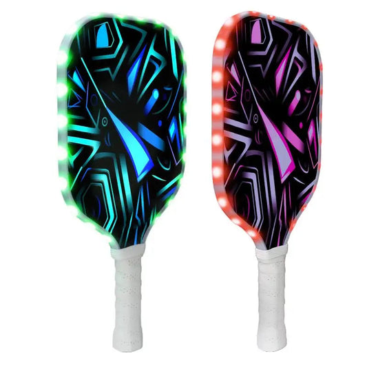 LED Fiberglass Lightweight Pickleball Racket with Honeycomb Core and Comfortable Anti-Slip Grip for Outdoor Use