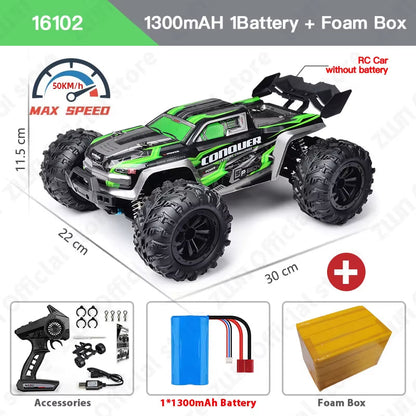 High-Speed 1:16 4WD RC Drift Monster Truck - 70KM/H Remote Control Car with LED for Kids - Wltoys 144001 Compatible