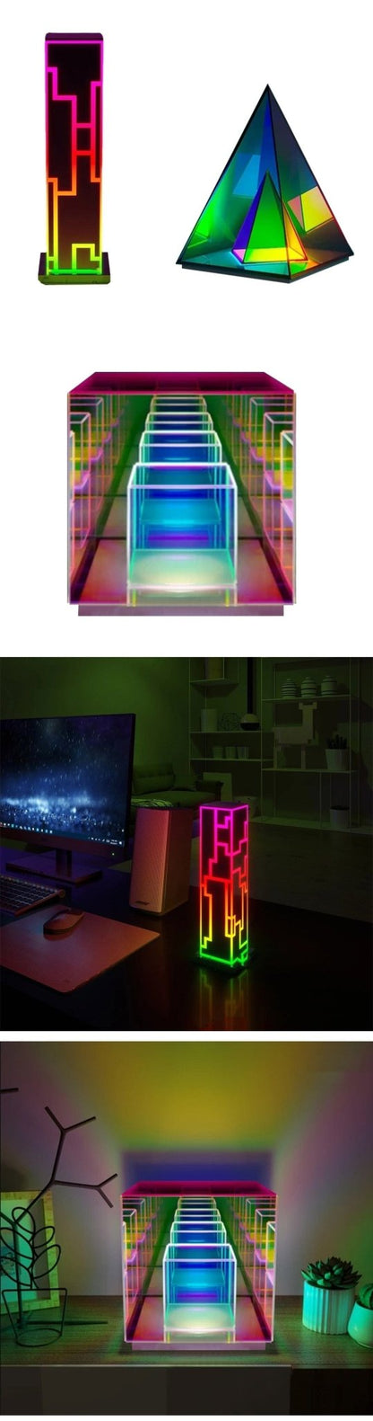 Atmospheric Pyramid Acrylic Lamp - Colorful Table Light