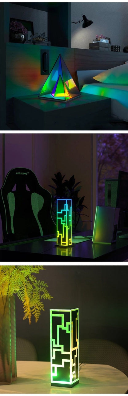 Atmospheric Pyramid Acrylic Lamp - Colorful Table Light
