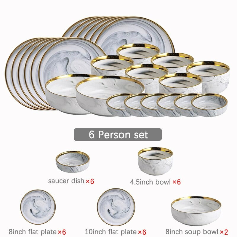 Catalina White Marble Luxury Dinnerware Set