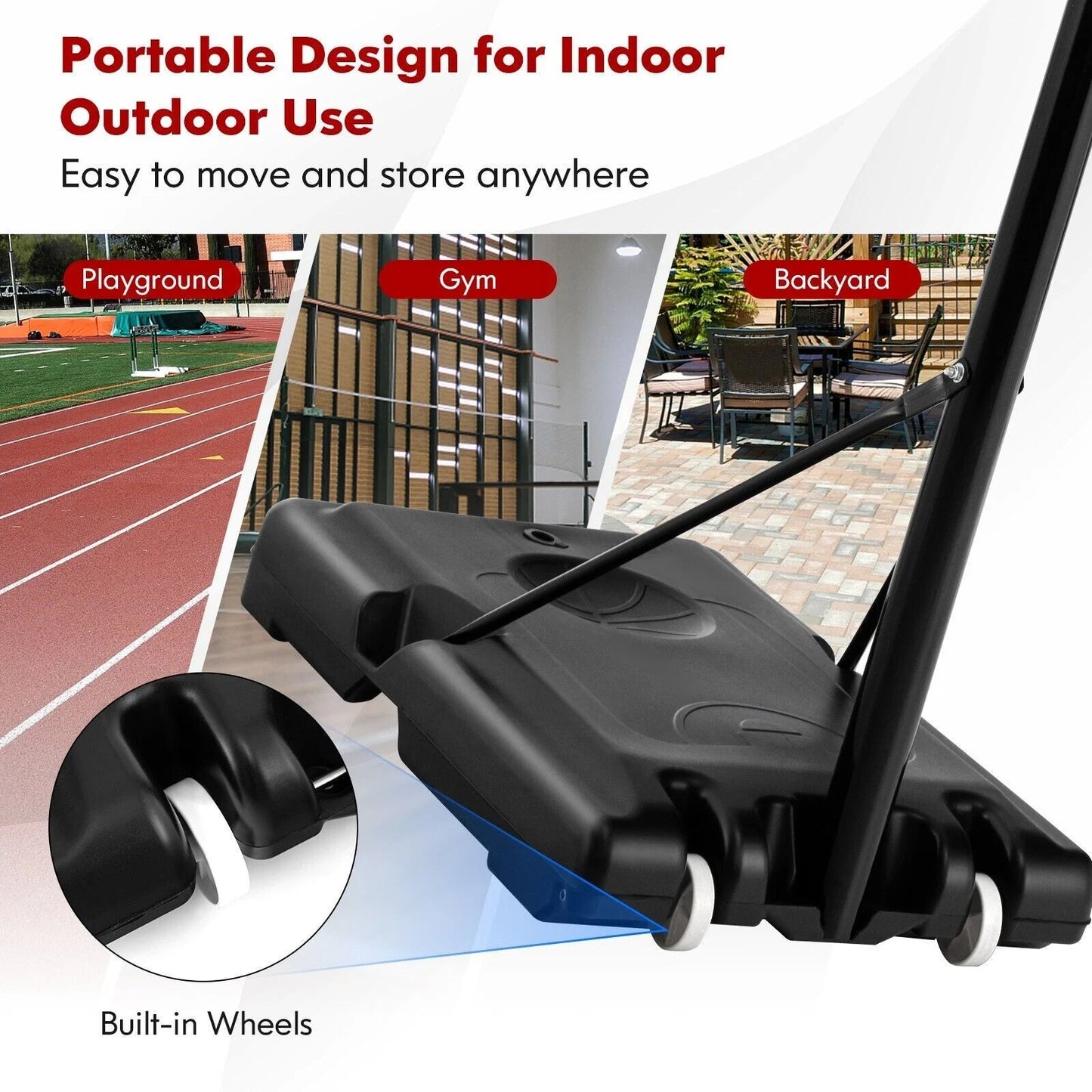 135-305Cm Adjustable Basketball Hoop System with 2 Nets