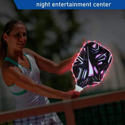 LED Fiberglass Lightweight Pickleball Racket with Honeycomb Core and Comfortable Anti-Slip Grip for Outdoor Use