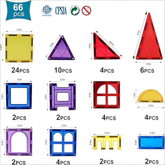 Magblock 66PCS Magnetic Building Blocks Set for Kids Ages 3-10