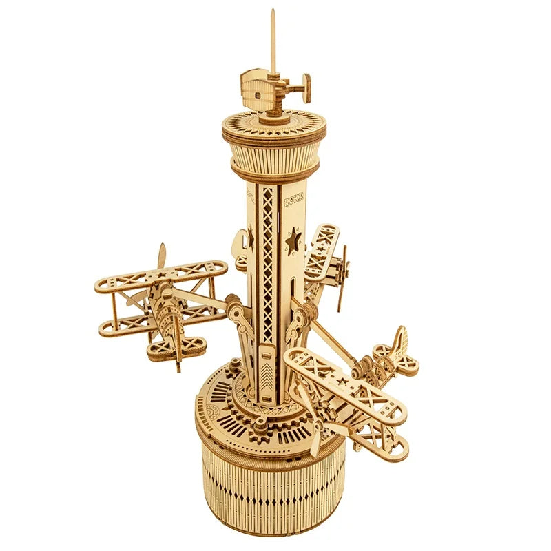 Rokr 84-Piece Rotatable 3D Starry Night Wooden Model Kit - DIY Music Box Toy for All Ages