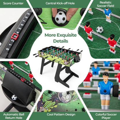 Foldable Foosball Table Game Set with 26 Players and Anti-Slip Grips