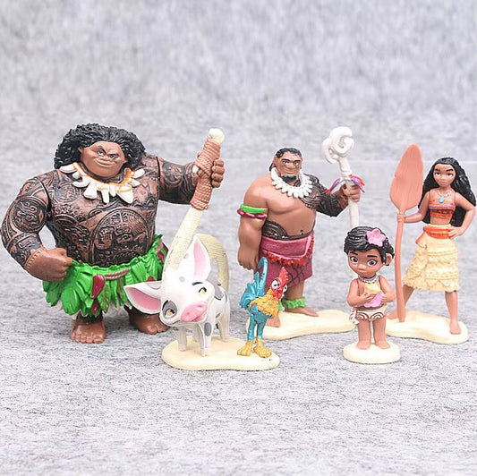 5Pcs/Set 6-12Cm Moana Princess Maui Chief Tui Tala Heihei Pua Action Figure for Children