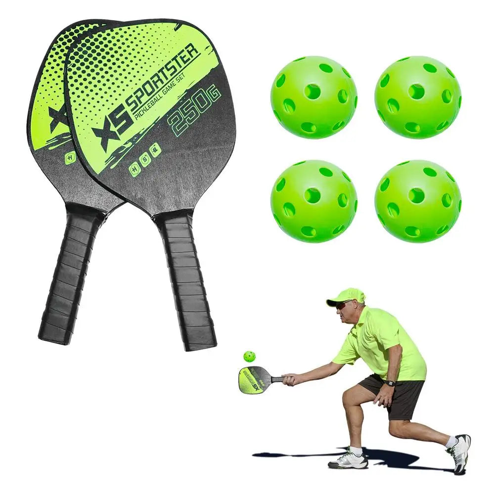 Professional Pickleball Paddle Set with Non-Slip Grip and Ultra Cushion Rackets, Includes 4 Training Balls for Adults and Children